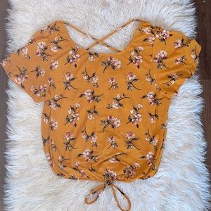 Rewind Juniors Mustard Floral Top